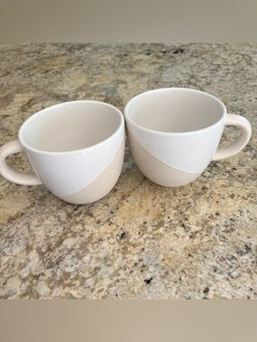 Pfaltzgraff Sand & Seas Sandbar Mugs Stoneware Vintage Texture Neutral